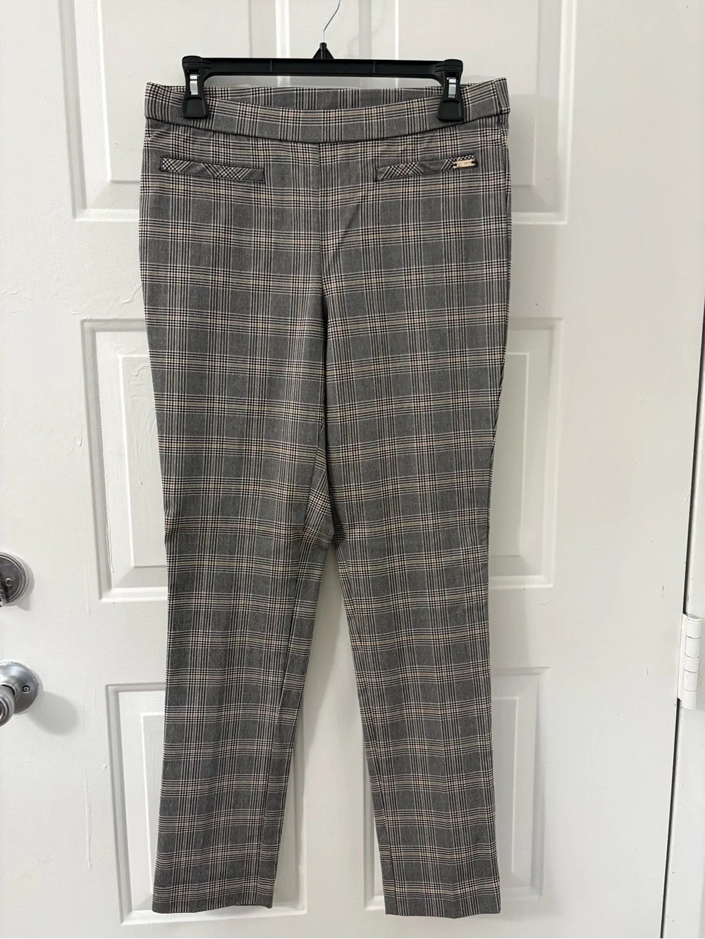 Jones New York Gray Plaid Slim Dress Pants